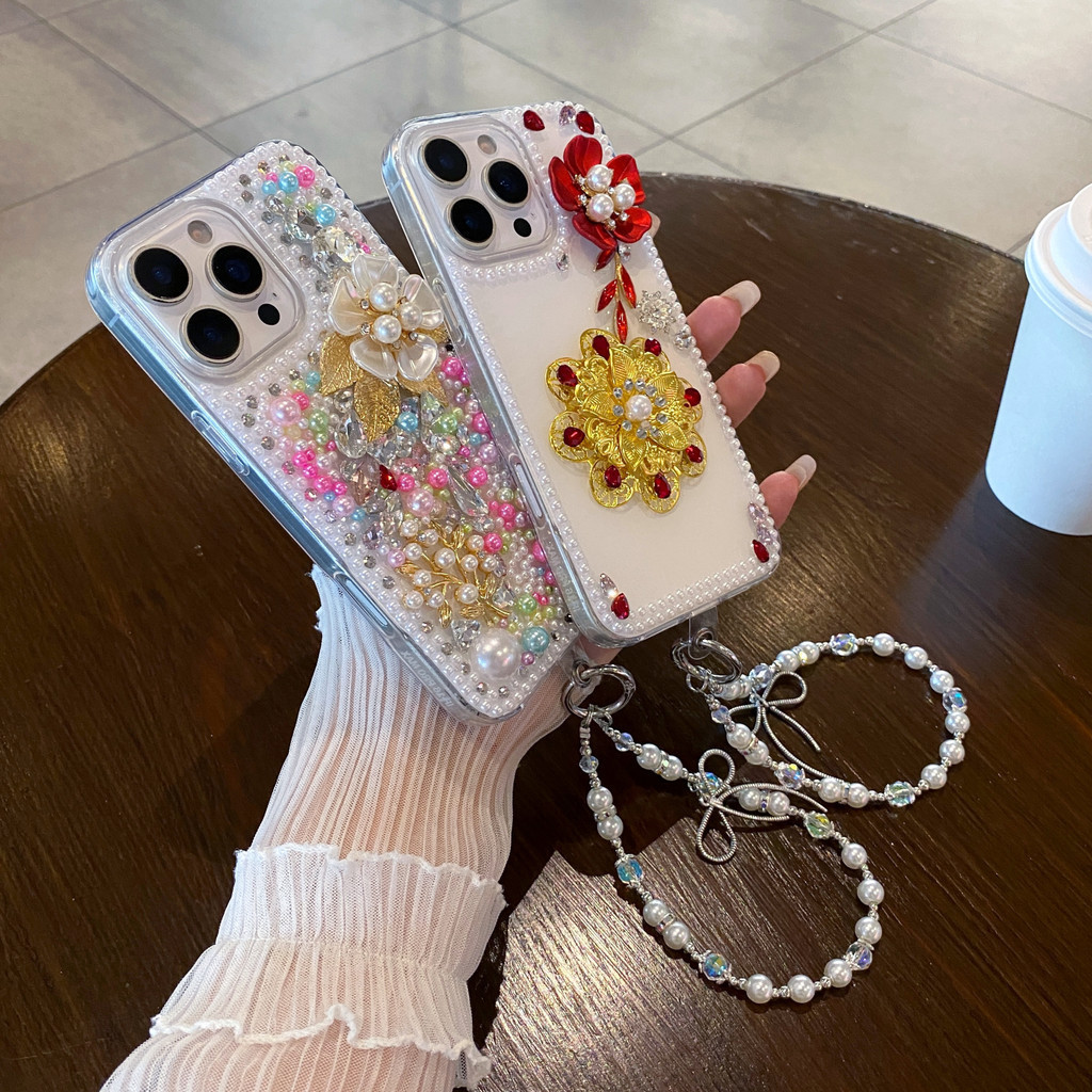 Case cocok untuk VIVO Y19S Y19 Y29 Y29S Y19E Y19 Pro Y400 Y400 Pro Kasing HP dengan Gelang dan Bunga