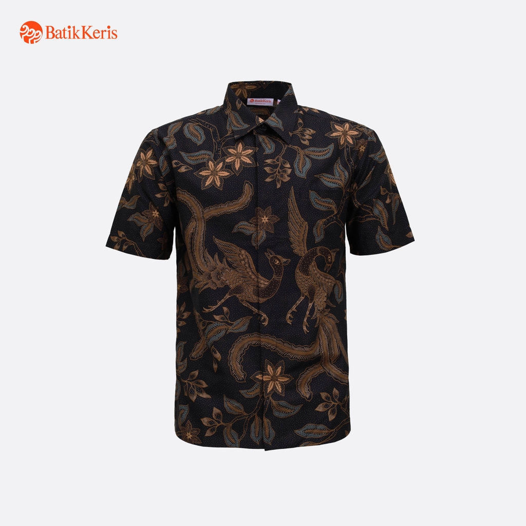 Batik Keris Kemeja Batik Pria Reguler Fit Lengan Pendek Motif Keris Patanti - Black