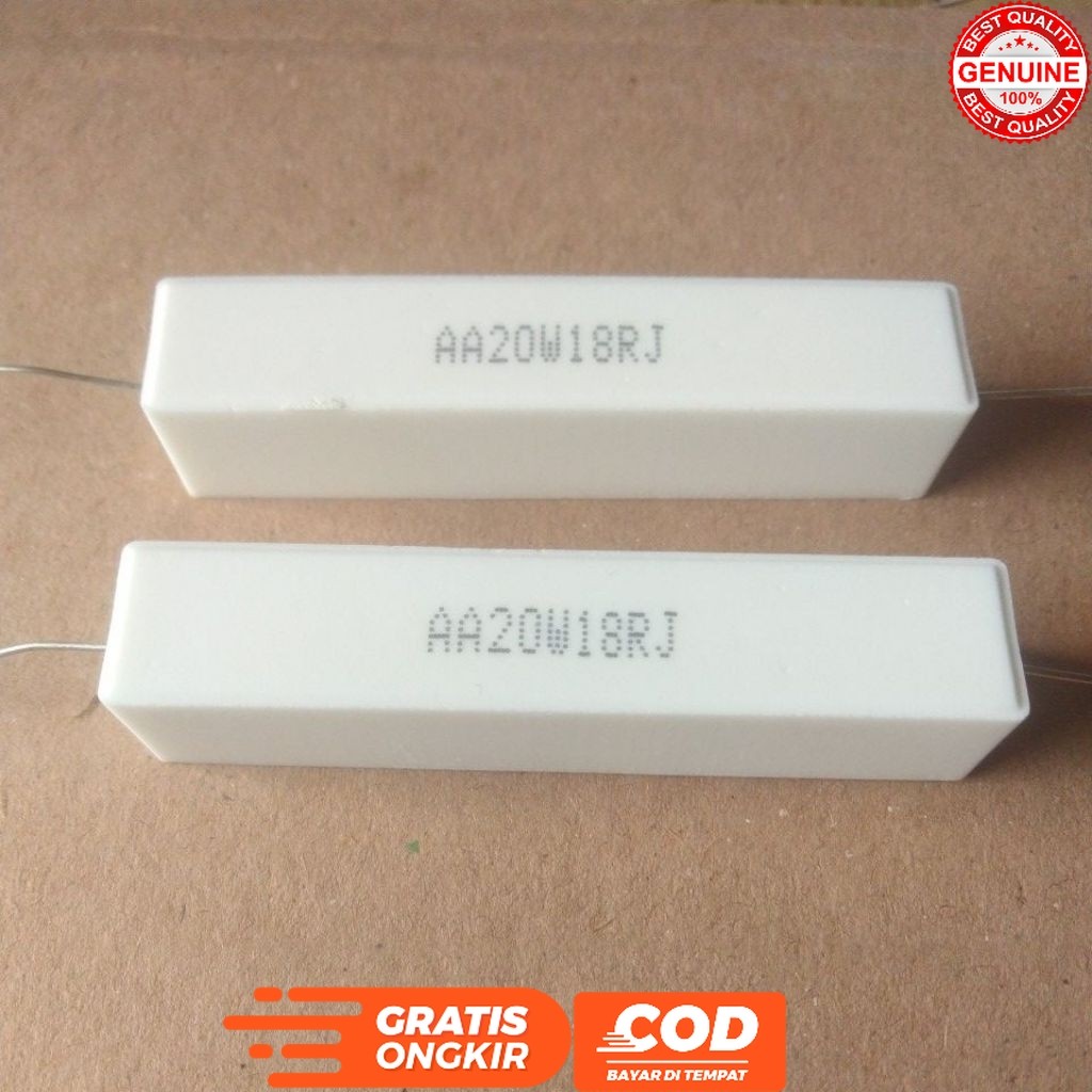 R KAPUR 20 WATT 18 OHM RESISTOR AA20W18RJ Minim Beli 2 Pcs