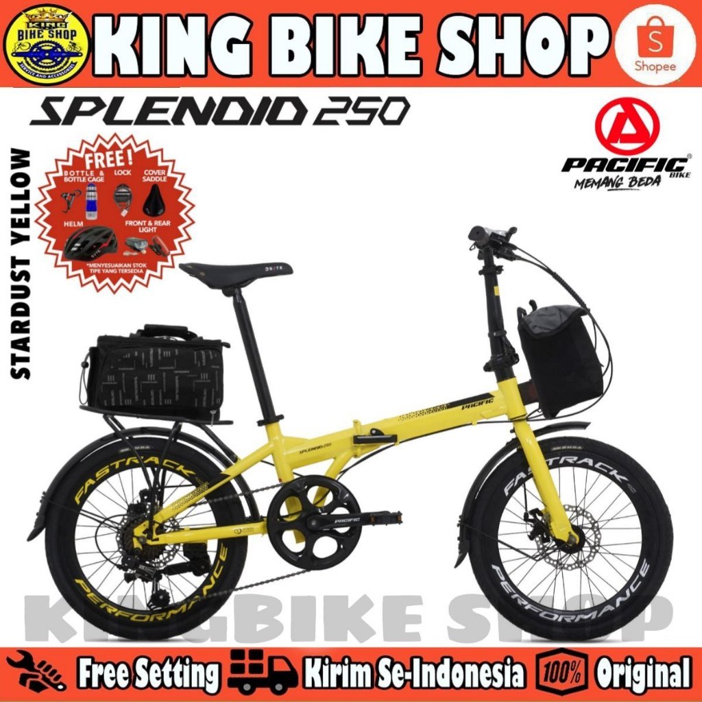 PROMO Sepeda Lipat 20 Inch PACIFIC SPLENDID 250 Shimano 7 Speed Extra Bonus