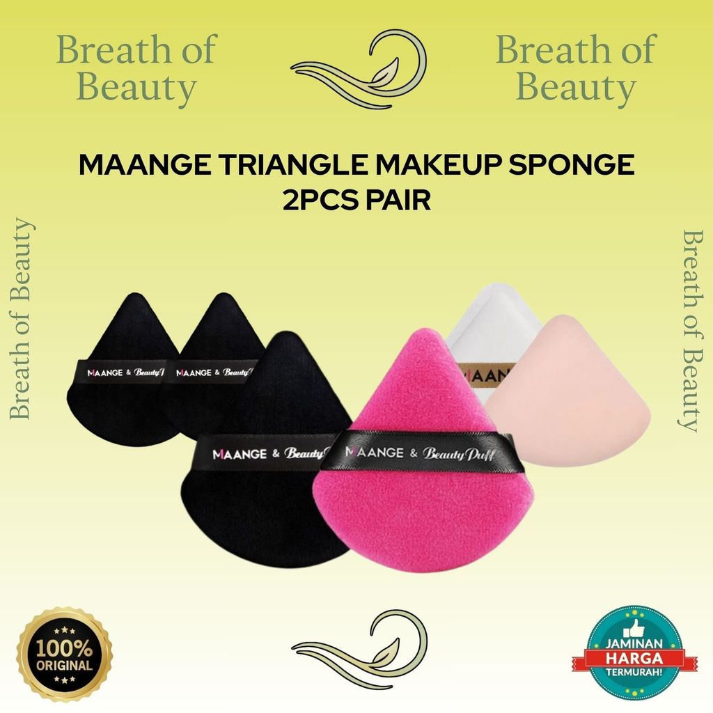 Maange 2pcs PAIR Triangle Makeup Sponge Puff | Spons Multifungsi Basah Kering Sepasang