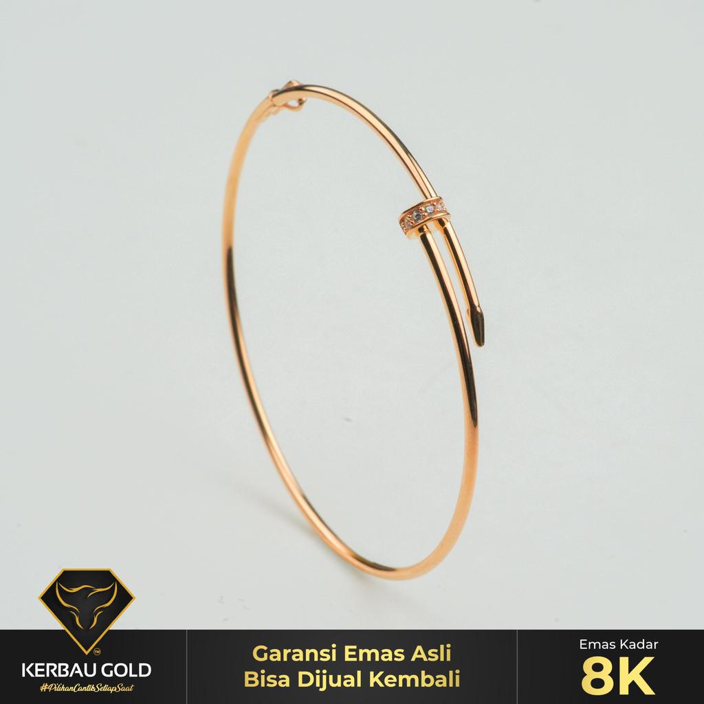 [Kerbau Gold] Gelang Emas Luxury Paku 8K - Emas Asli 100%