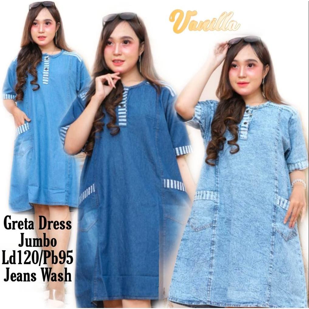 Dress Jumbo Wanita Korea Terbaru Acies Dress Hamil Jeans Pendek Sabrina Daster Wanita Gaun Pesta MUR