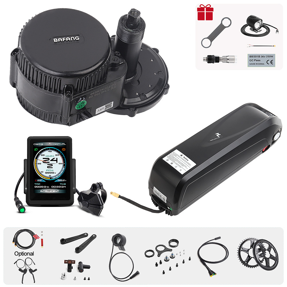 Bafang-Electric Bicycle Motor Kits, Mid Drive, BBS02B, 48V, 17.5Ah,  Cells, Lithium Battery, E-Bike 