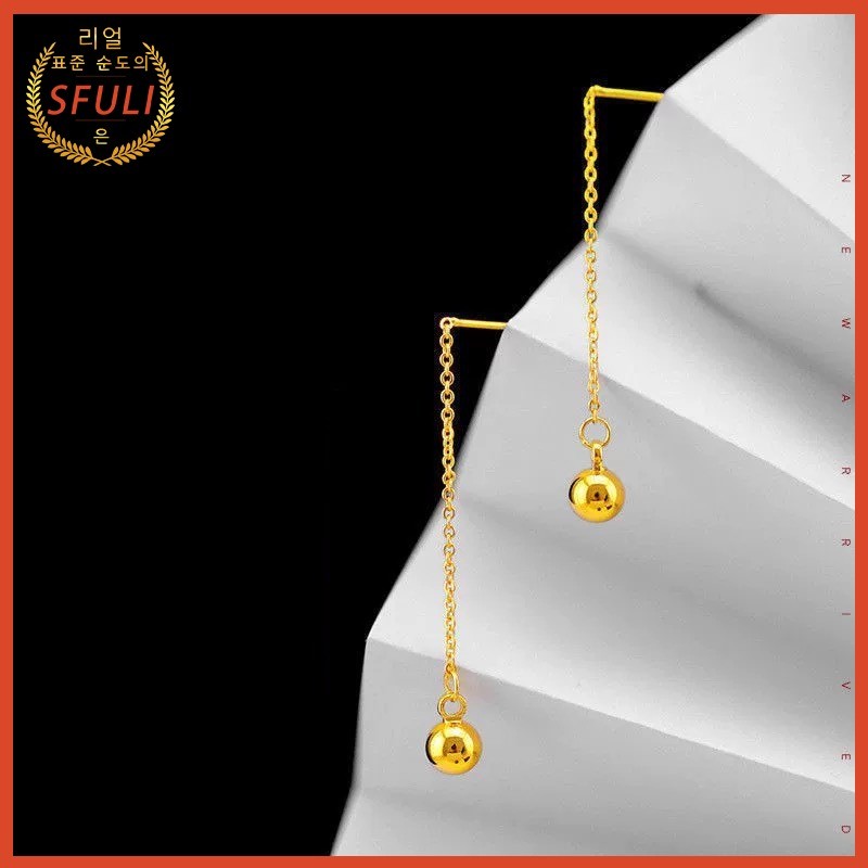 Anting-anting Rumbai Wanita Kecil Berlapis Emas Titanium Steel 18K