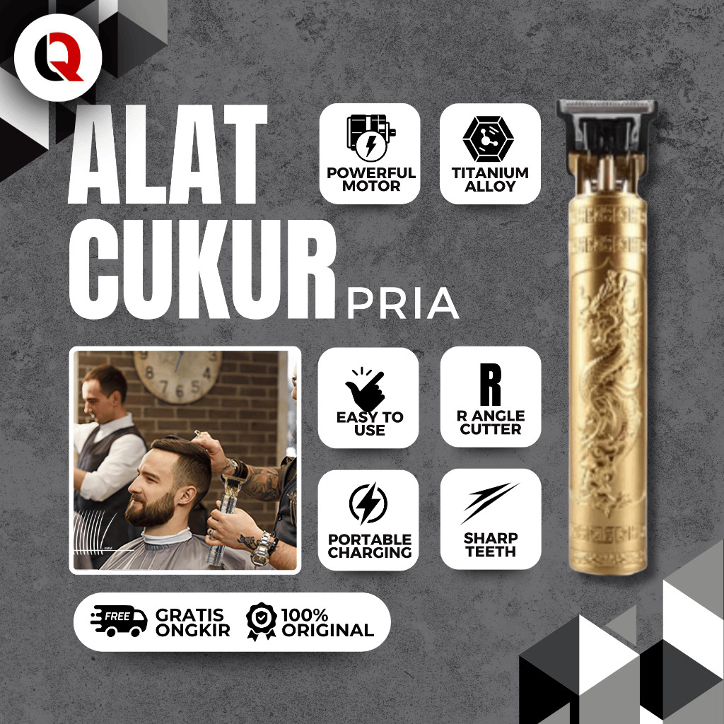 QUELLE Alat Cukur Pria T9 Vintage USB Mesin Cukur Jenggot Rambut Listrik Rechargeable