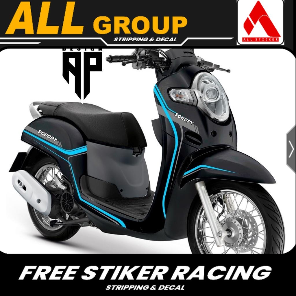 Sticker Decal Full body Scoopy Kekinian New Sticker Scoopy Custom desain fre type polos garis elegan