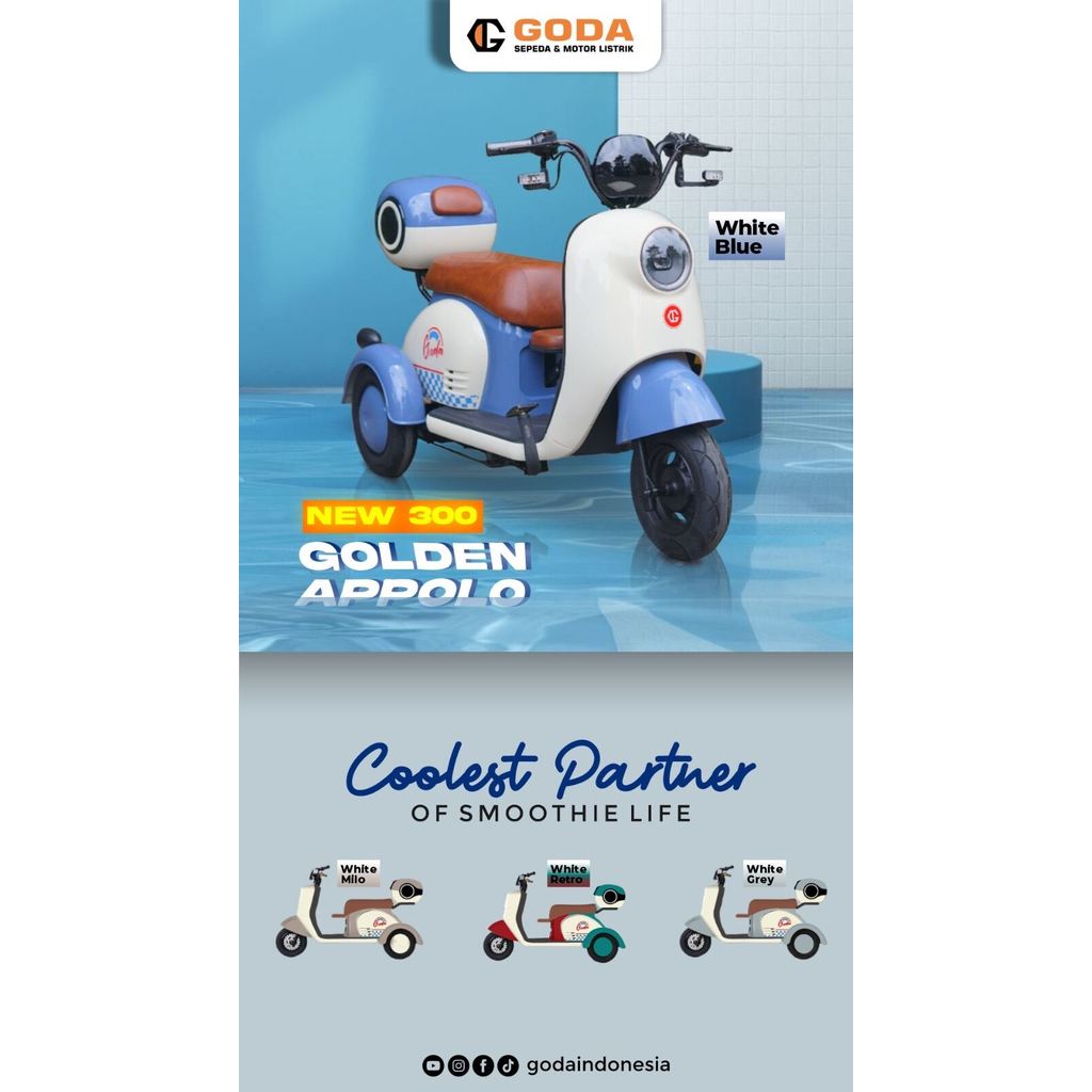 Goda sepeda listrik roda3 golden Apollo 200 dinamo 650w aki 48v12ah 50km