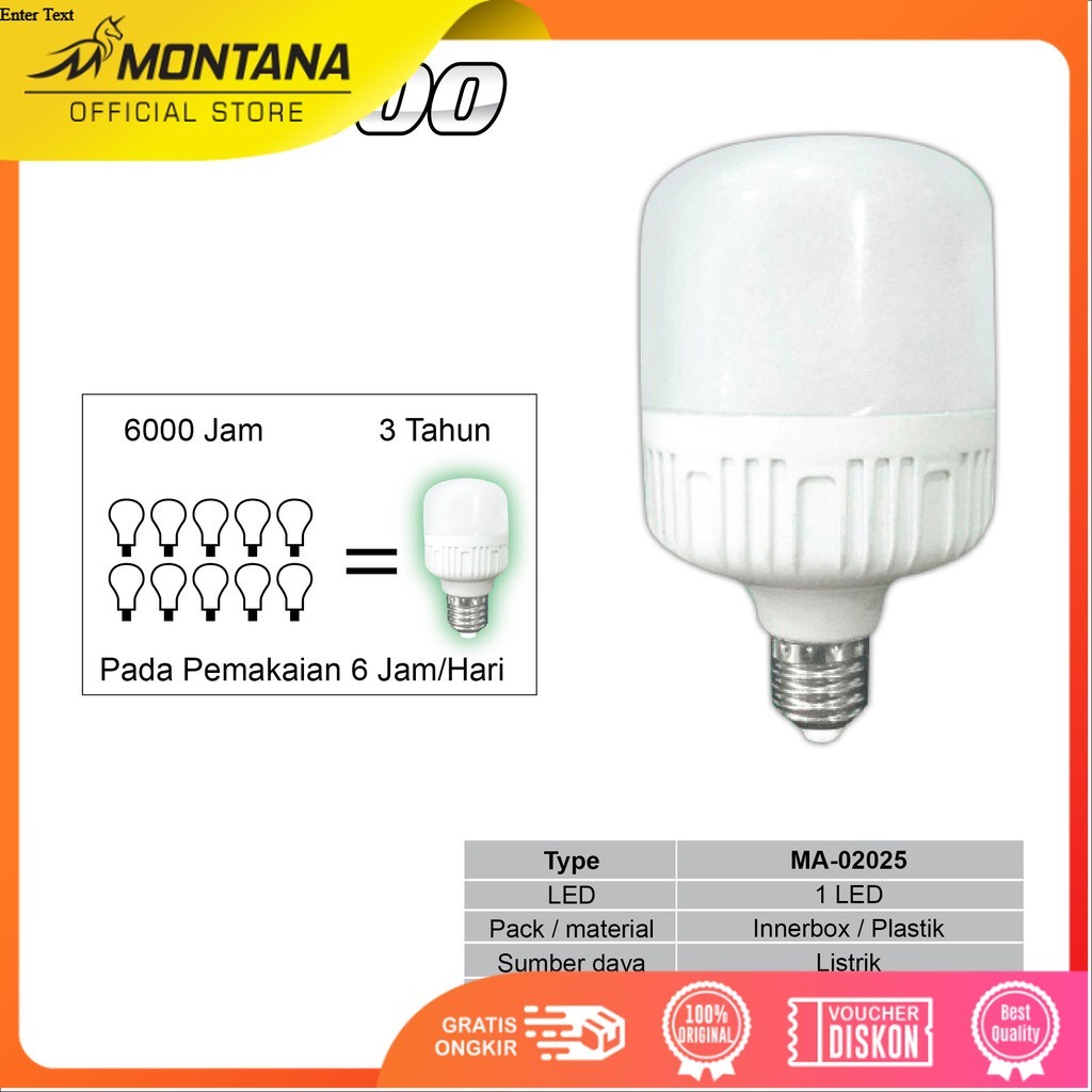 M2000 Bohlam Lampu LED Emergency 25 Watt | MA-02025