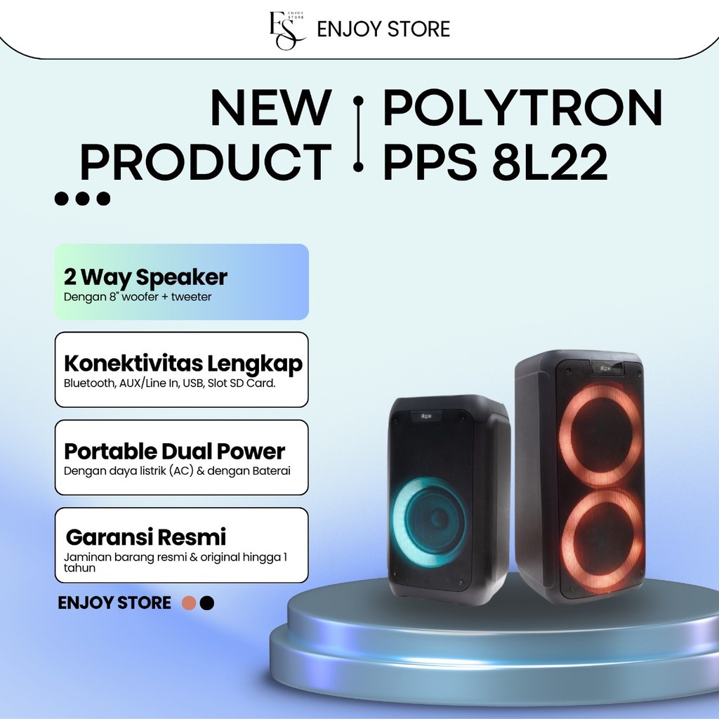 SPEAKER POLYTRON DOUBLE WOOFER 8" PPS 8L22 PARTY MAX ORIGINAL