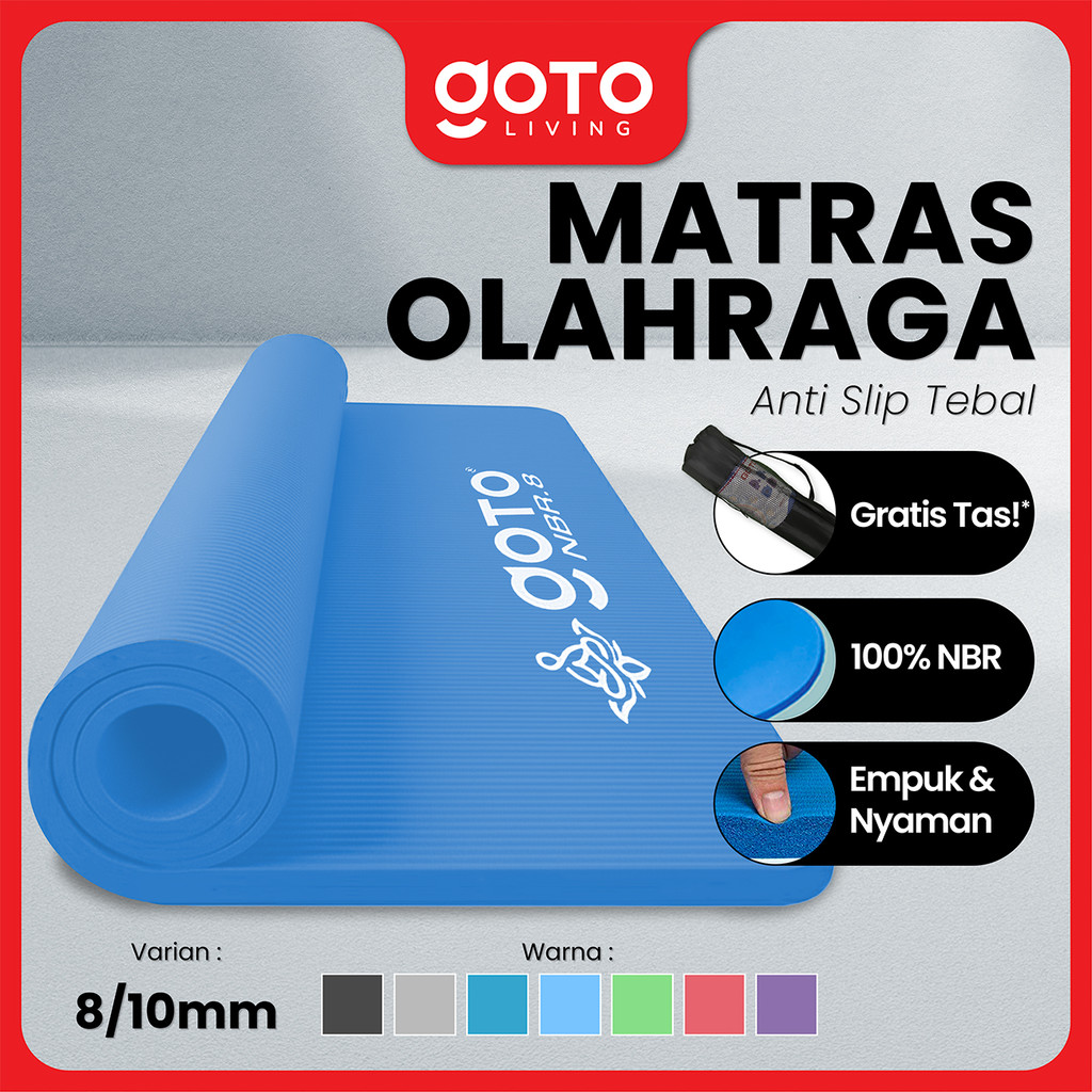 Goto NBR Yoga Mat Matras Olahraga Alas Senam Gym Tebal Anti Slip 8mm 10mm