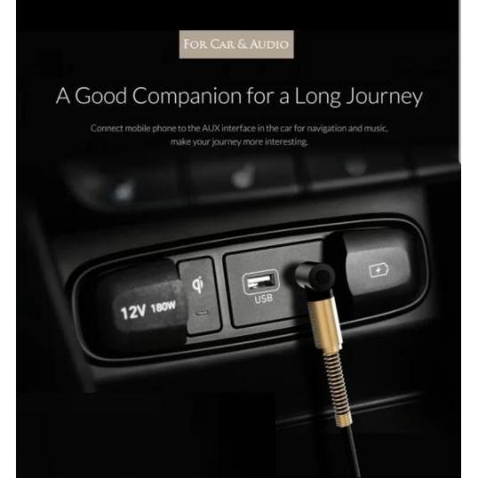 Kabel Audio anti Noice untuk HP ke Speaker Aux Mobil Spiral Max 100cm