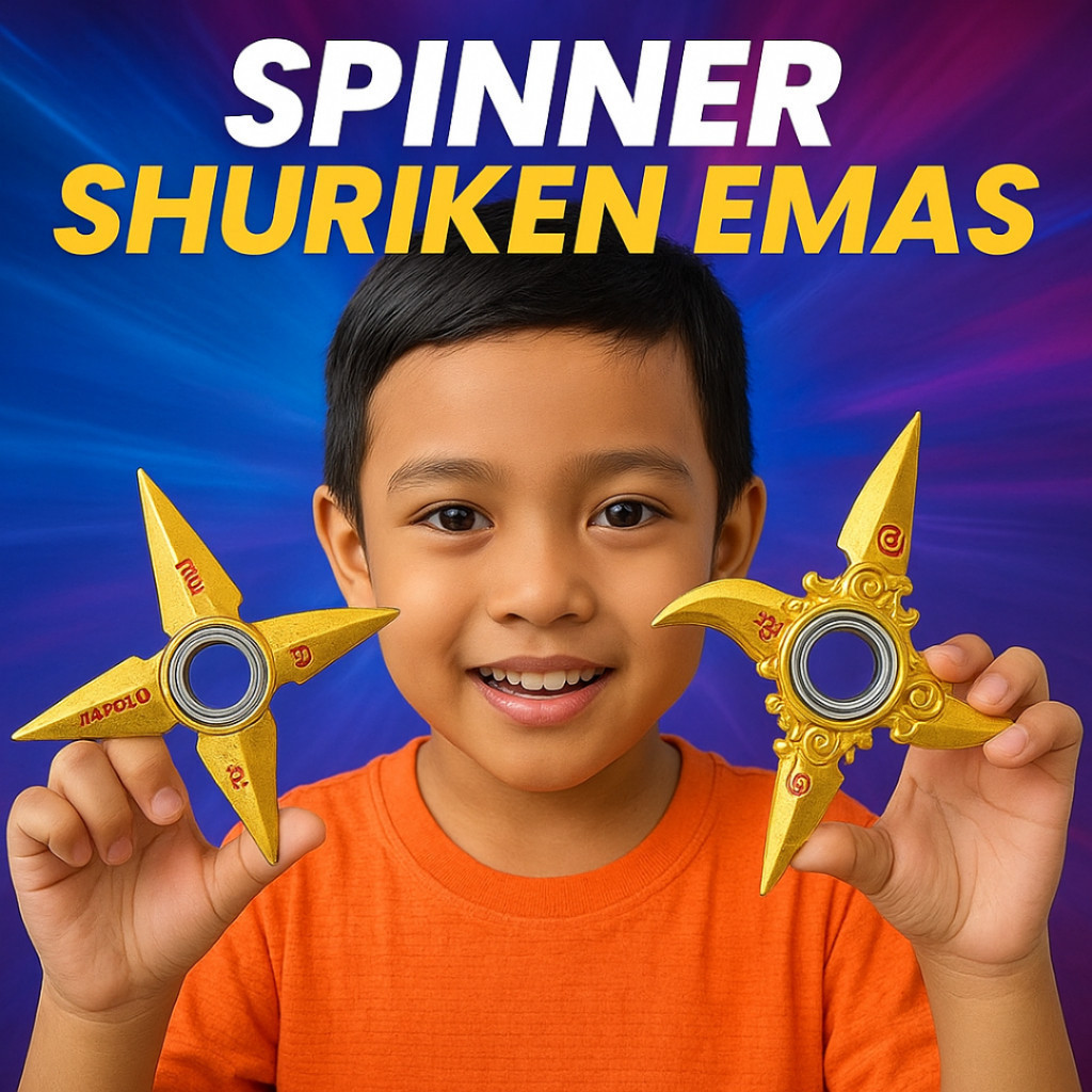 [COD] Spinner Shuriken Emas Ninja Naruto Mainan Putar Premium Viral