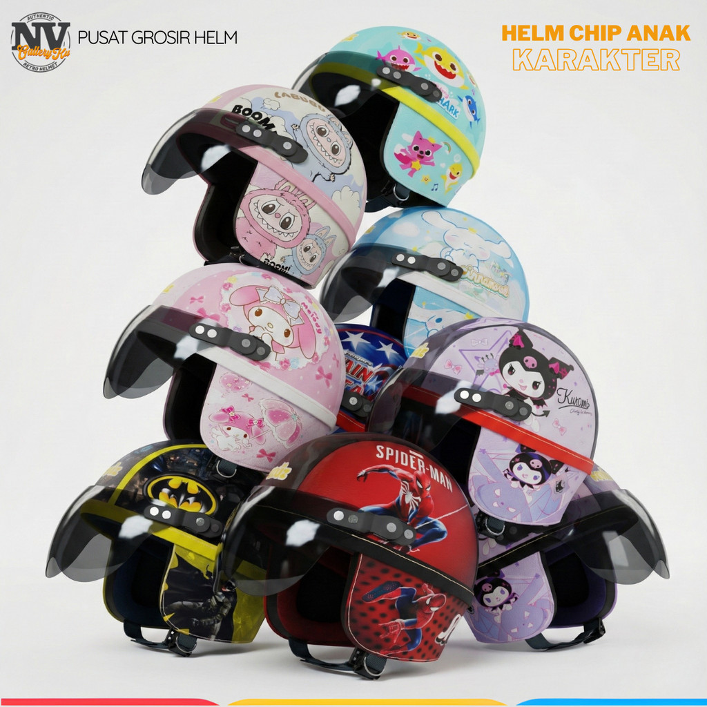 Helm Anak Retro Chips Kuromi Sanrio Viral Lucu Usia 1 2 3 4 5 Tahun Karakter Cewek Premium