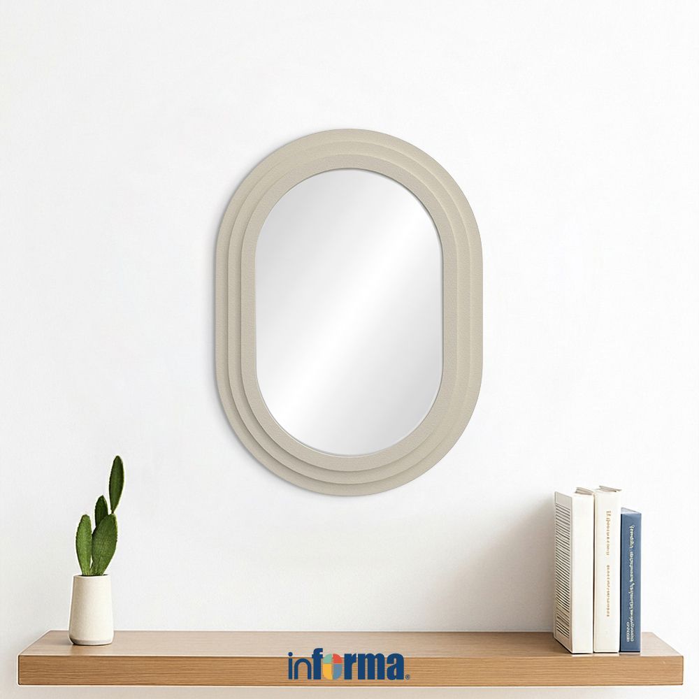 Informa 40X55 cm Cermin Dinding Wm17 - Putih Wall Mirror Minimalis Modern Estetik Kaca Hias Kamar Ti