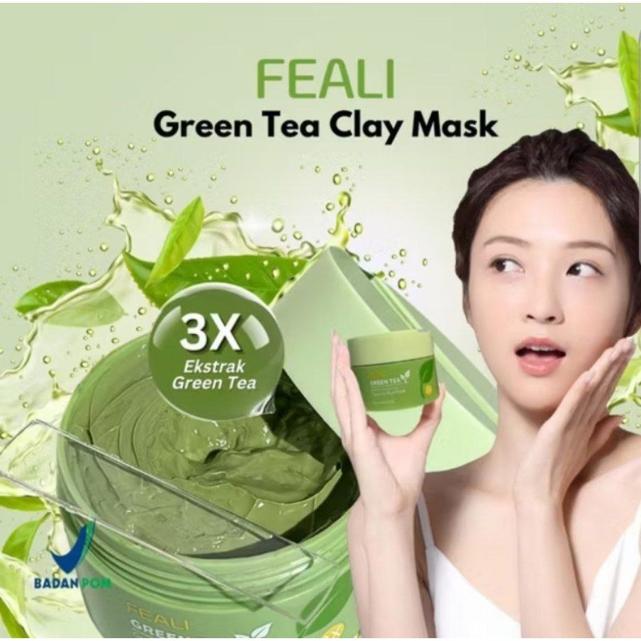 Masker Wajah Green Tea Clay Untuk Komedo Wajah 100 Gr – New Packaging BsM