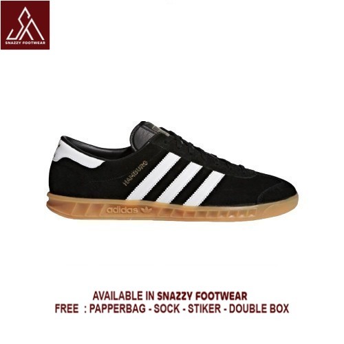 Sepatu Sneakers Adidas Hamburg Black White Gum 100% Original Unisex
