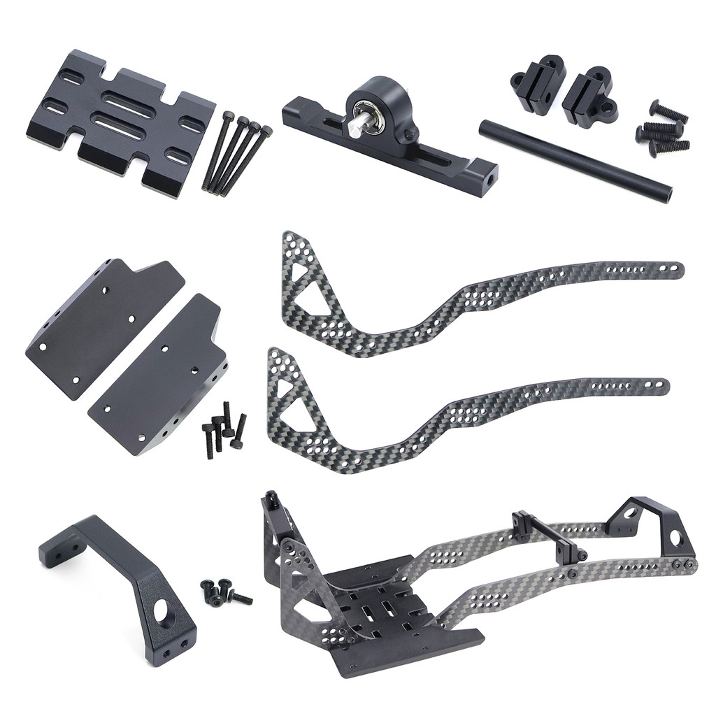 Carbon Fiber High Clearance LCG Chassis Kit Carbon Rails Body Mount Front Rear Chassis Brace Skid Pl