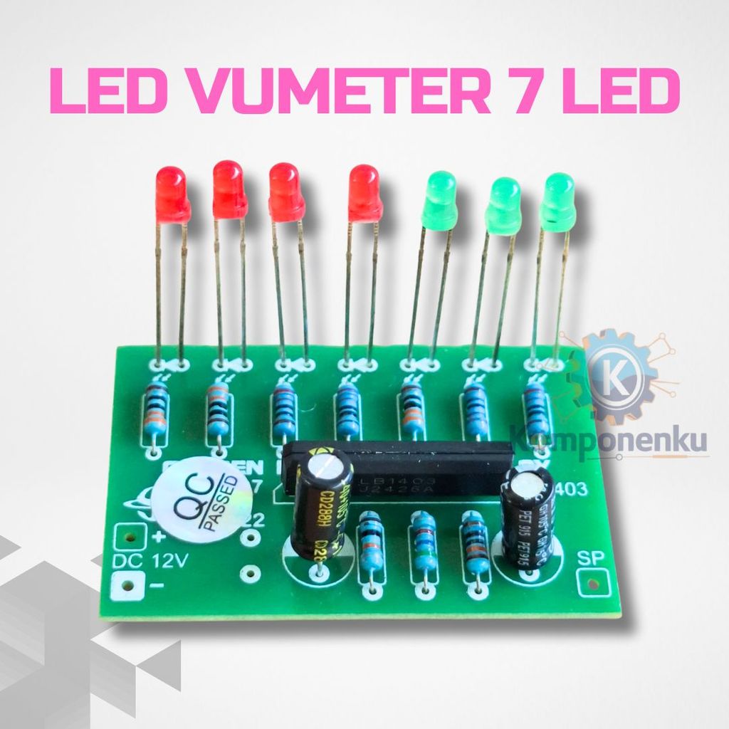 Kit LED VU Meter 7 LED 12V DC Mudah Dirakit Untuk DIY Audio System