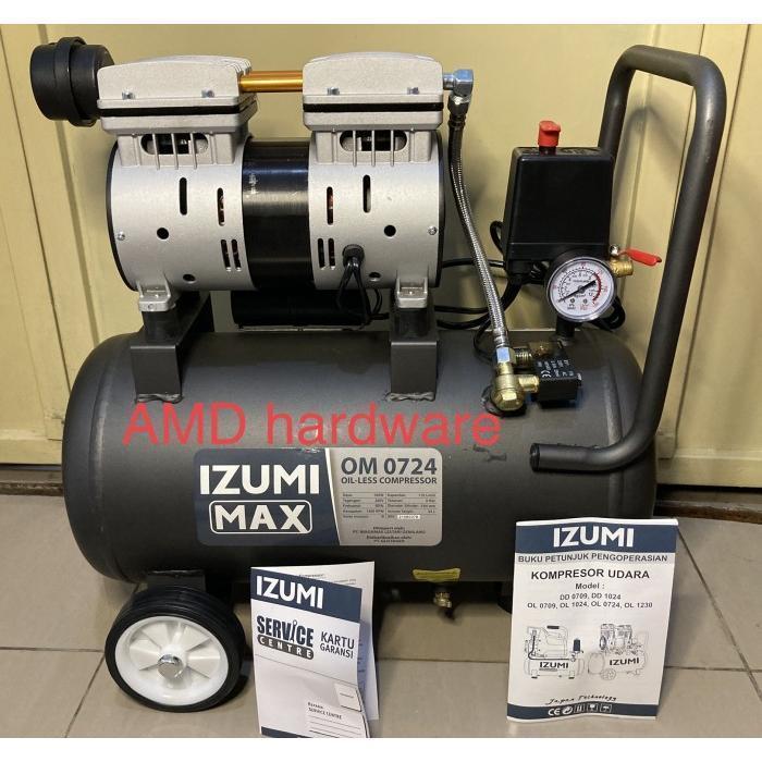 mitra maju market IZUMI OM0724 Mesin Kompresor Angin Listrik Oilless Silent 3/4HP Tangki 24LITER OM 