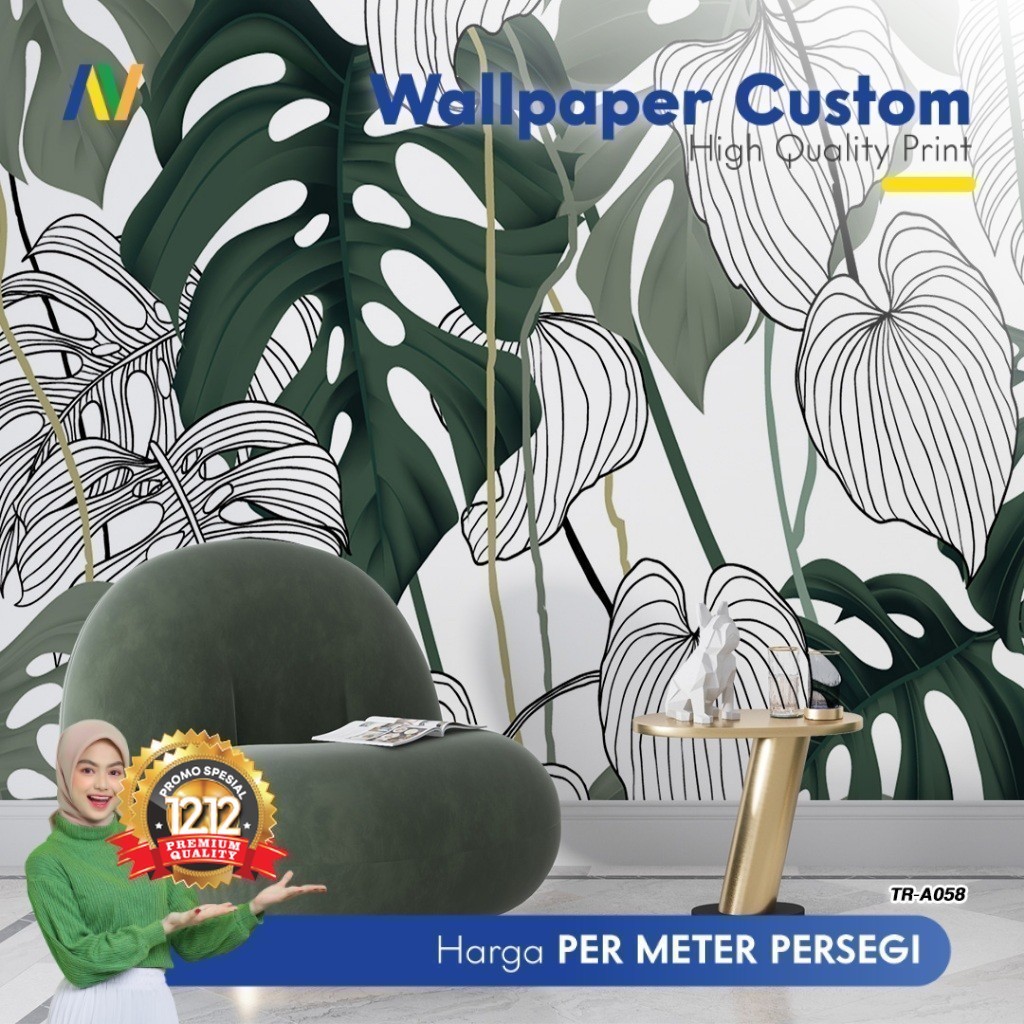 Wallpaper Dinding Custom | Wallpaper Dinding Ruang Makan | Wallpaper Dinding Motif Tropical 4 | Wall