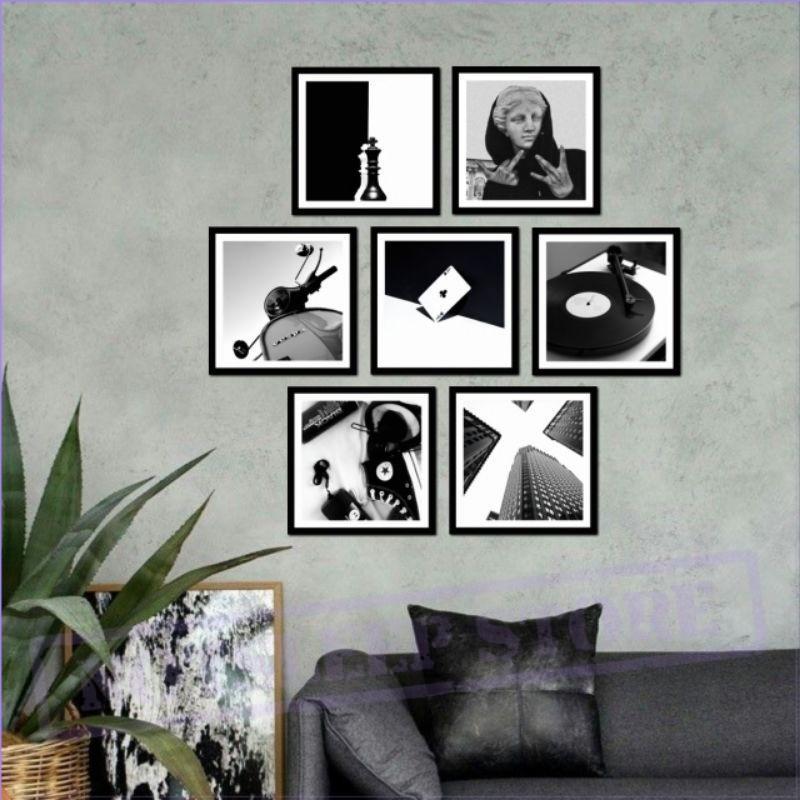 202  Hiasan pajangan kamar Poster dinding classic Retro art hitam putih  Poster Kayu Pajangan