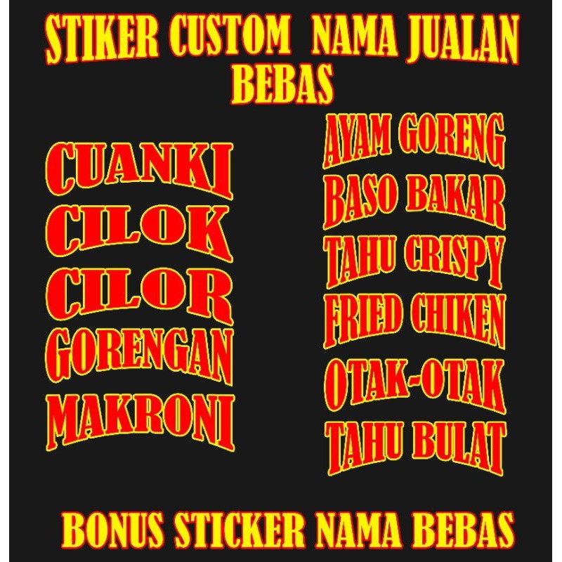 Stiker Cutting Sticker Variasi Nama Usaha Gerobak Jualan