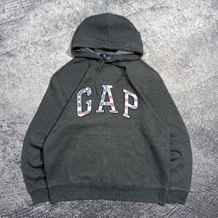 jaket Hoodie GAP logo bordir American abu jaket casual murah size L