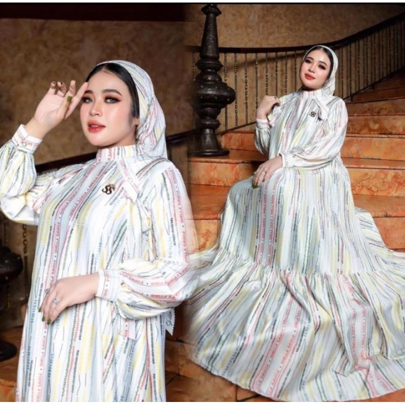 SHELLASAUKIA GAMIS SILK SET HIJAB JUMBO ORI BRAND SS Bisa COD