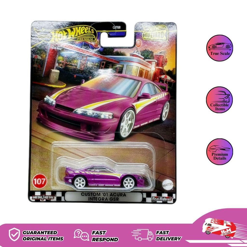 Hot Wheels Premium Boulevard Custom 01 Acura Integra GSR - Card Rusak