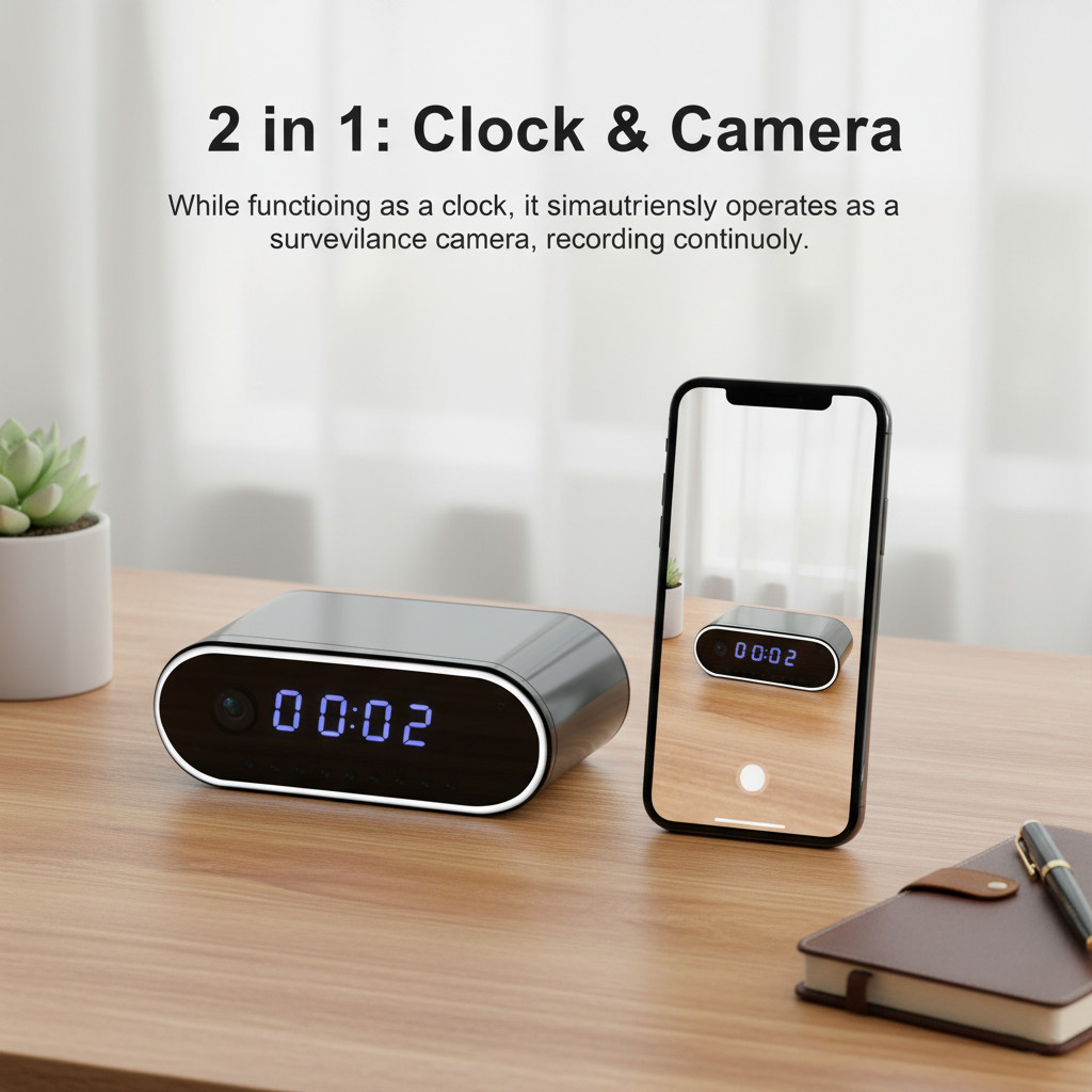 Spy Cam Kamera Pengintai Model Jam Meja Clock WIFI HD 1080P With Night Vision Kamera Unik Detektif M