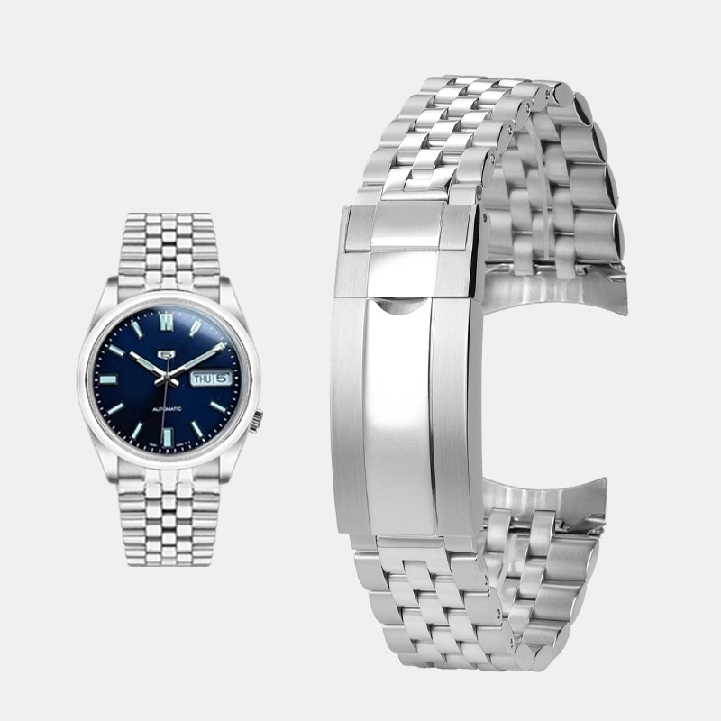 Stainless steel Jubilee strap For Seiko 5 SNXS73K1 SNXS75 SNXS77 SNXS79K1 SNX79J1 Hollow Curved End 