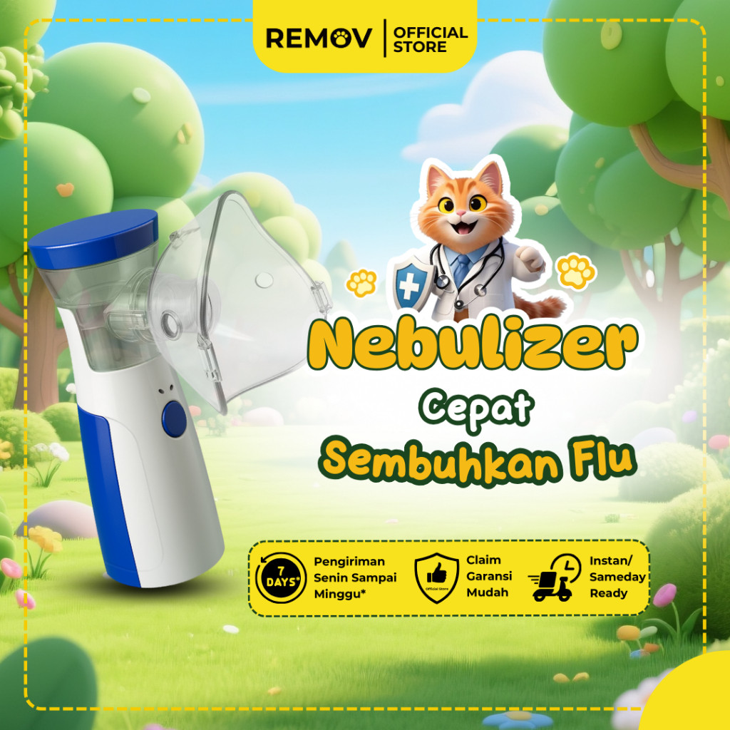 REMOV Nebulizer Kucing Anjing Portable Alat Uap Kucing Sesak Nafas & Flu Batuk