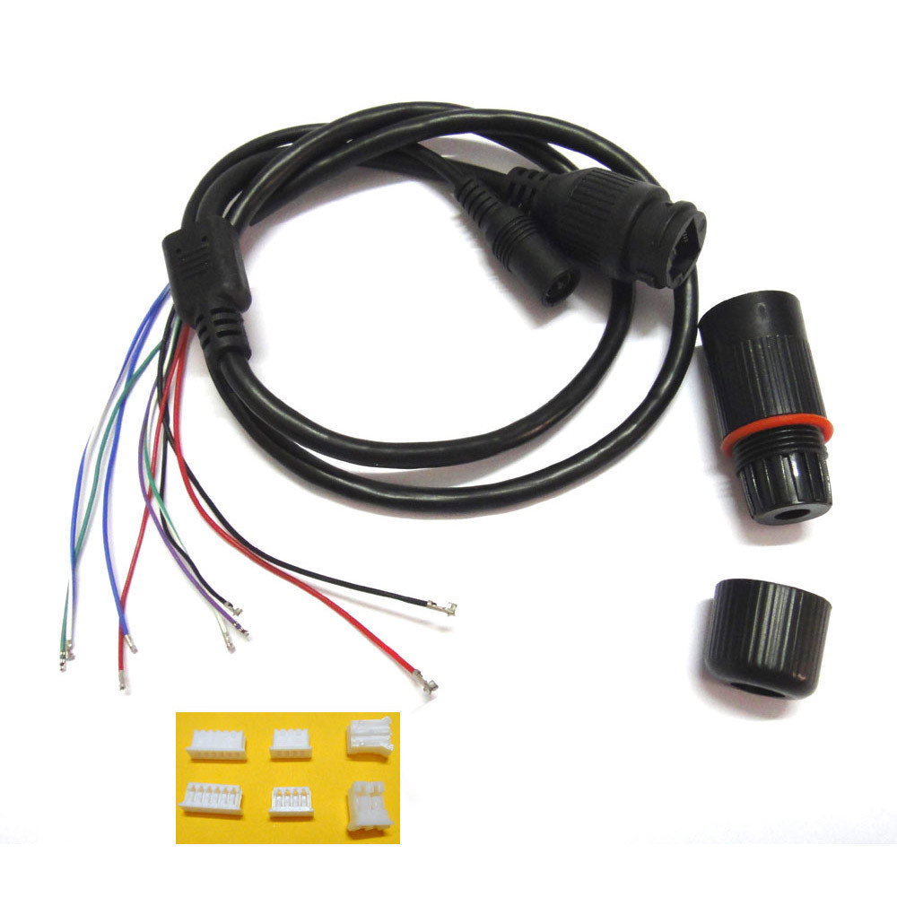 CCTV IP network Camera PCB Module video power cable, 60cm long,RJ45 female & DC male connectors with