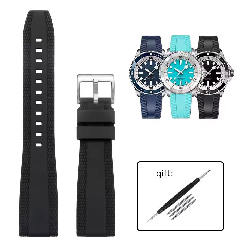 Silicone Watch Band For Breitling Superocean Automatic Strap 20mm 22mm Rubber Wristband Waterproof B