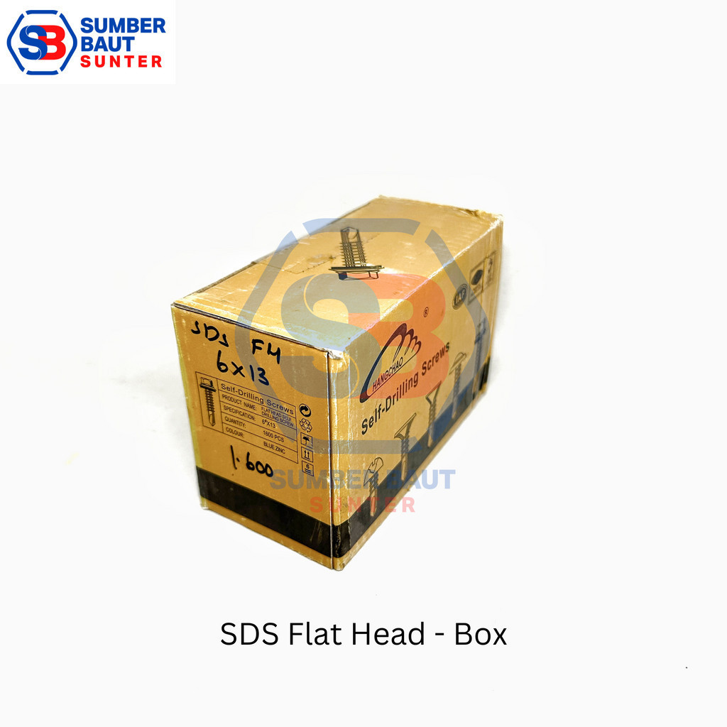 SDS FH 6x13 Skrup Roofing Flat Head Hangchao - 1 box isi 1.600 pcs