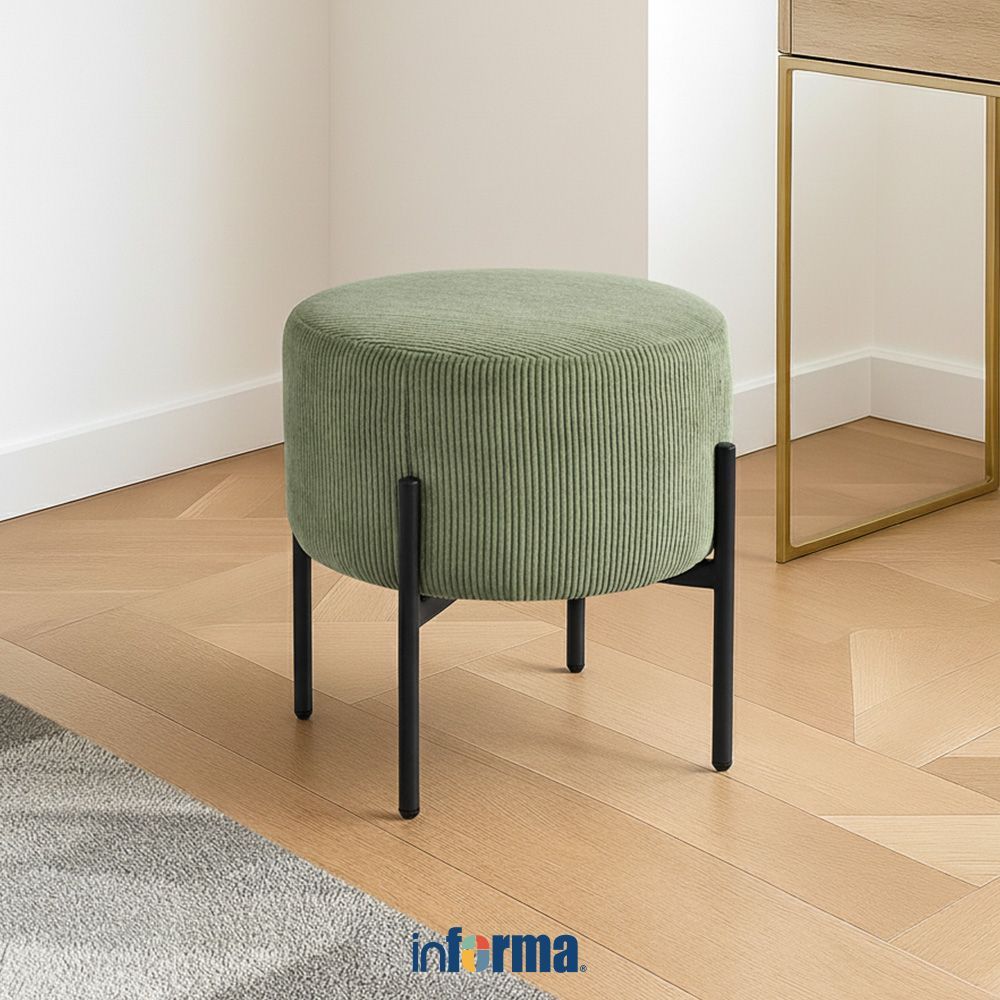 Informa Willard Bangku Fabric - Hijau Multipurpose Stool Bangku Makan Cafe Restoran Serbaguna Furnit