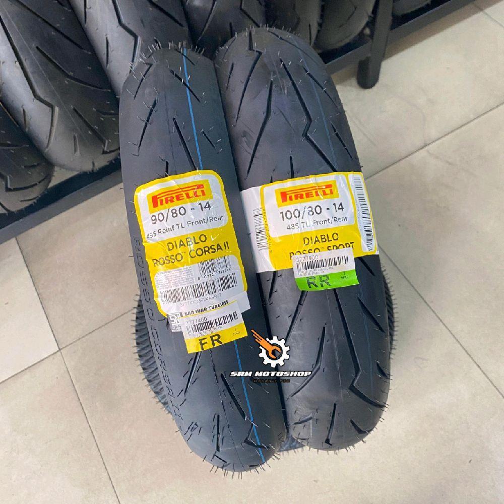 Set Ban Pirelli Diablo 90/80-14 Corsa II & 100/80-14 Diablo Rosso sport Tubeles