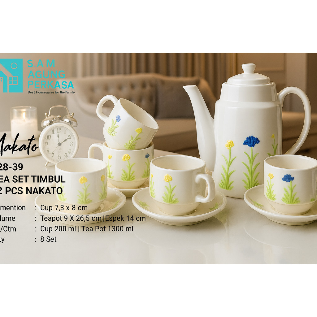 WHITELINE - TEA SET TIMBUL NAKATO 12 PCS (TS/12GB-128-39) (8  INNERBOX X 12 PCS)