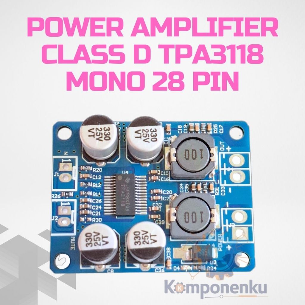 Power Amplifier Mono TPA3118 28 Pin Class D Modul 60W DC 8–26V untuk Speaker Aktif & Subwoofer