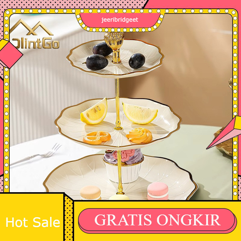 Rak Kue Susun Piring Kue 3 Tingkat Piring Kue Keramik Dessert Plate Dekorasi Kue Detachable List Ema