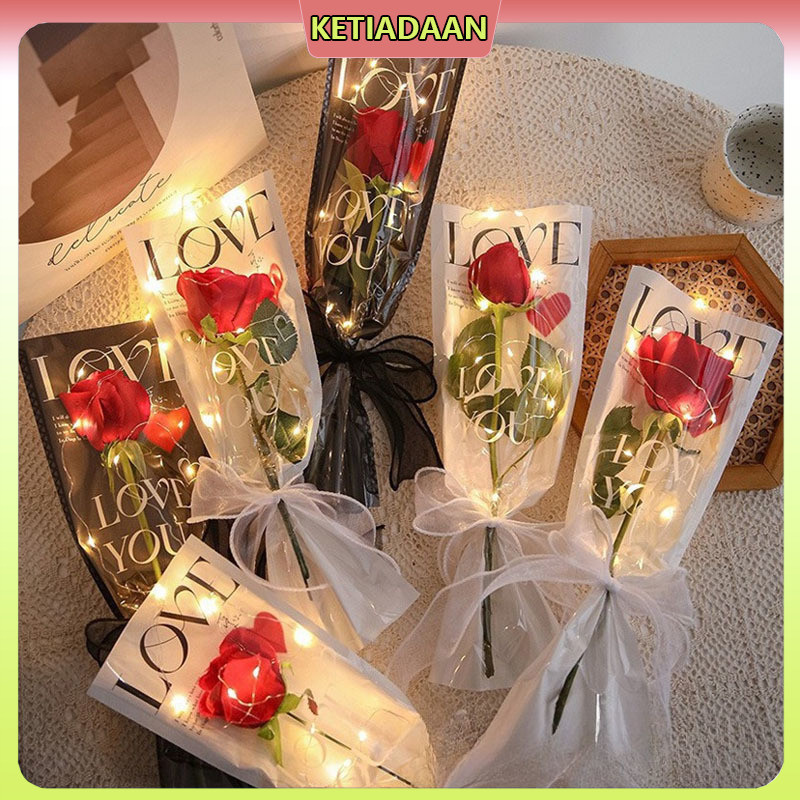 [20 gambar] Plastik pembungkus bunga tunggal / Cocok untuk mawar - batang / Plastik pembungkus trans