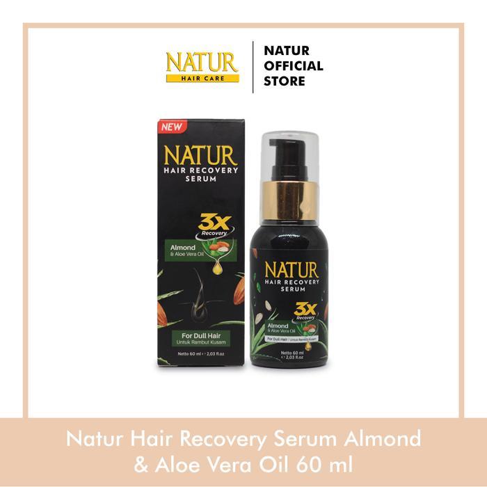 Natur Haircare Recovery Serum Almond & Aloe Vera Oil 60 ml - Paket Membantu Menyembuhkan Rambut Rusa