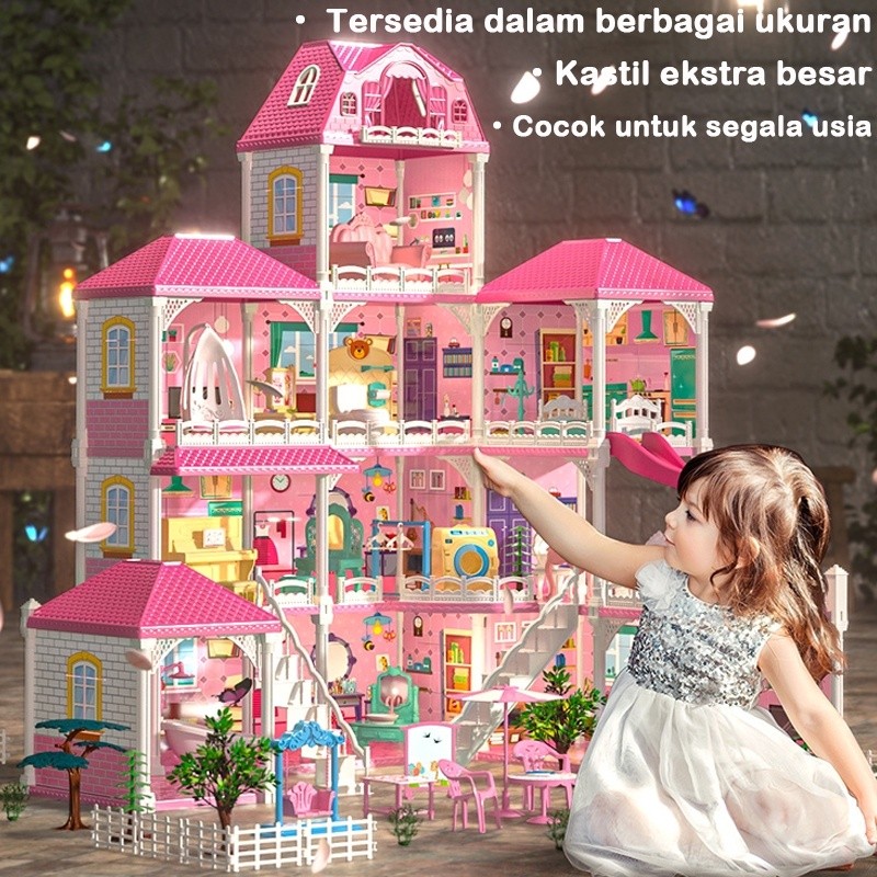 NMZSHOP mainan anak perempuan rumah Princess mainan Castle 86cm mainan rumah boneka mainan perempuan