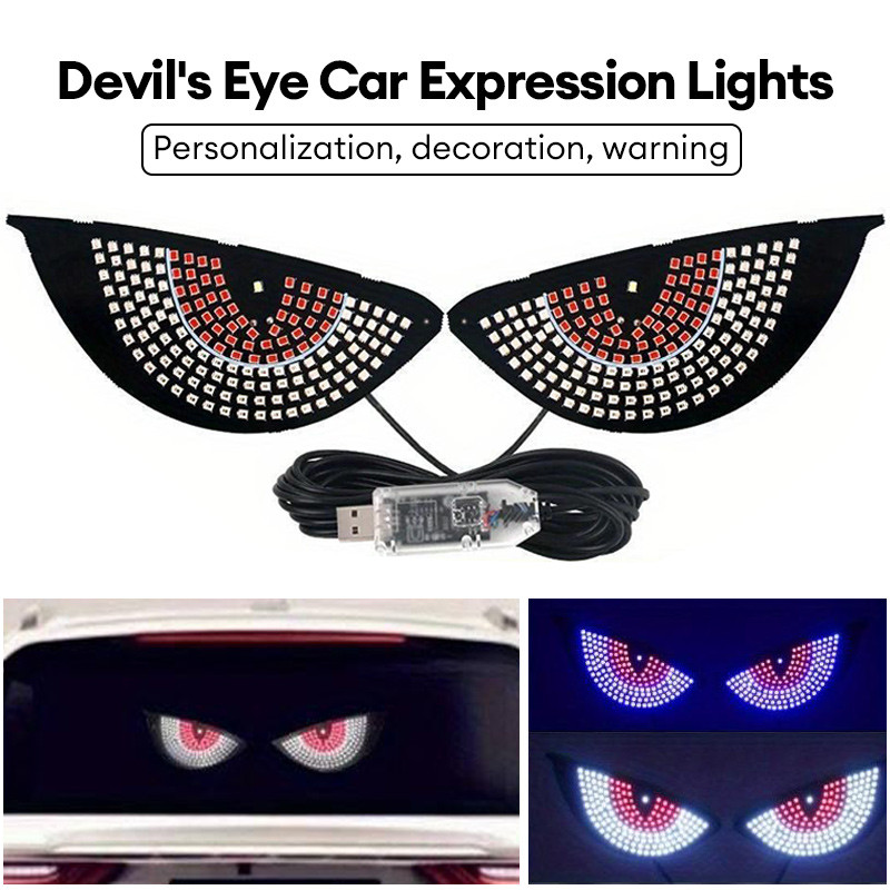 Animasi Mata Bergerak Mobil LED / Stiker Mobil USB Tampilan LED / Lampu Kaca Depan Dan Belakang-COD