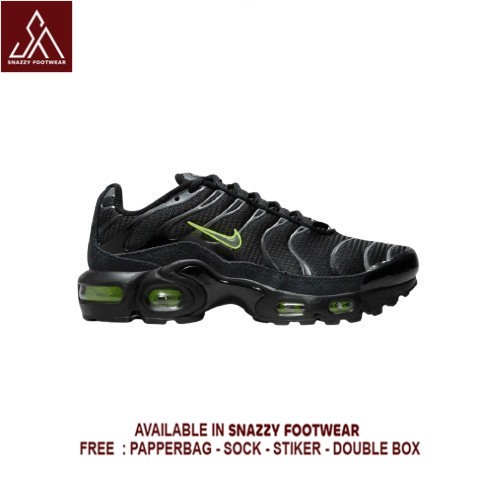 Sepatu Sneakers Nike Airmax Plus TN Black Volt GS 100% Original Unisex