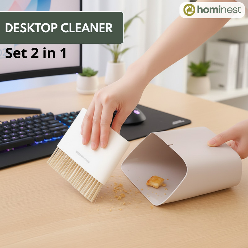 Sapu Pengki Set 2 in 1 Sapu Mini Set Serok Tempat Sampah Meja Sapu Kecil Untuk Mobil