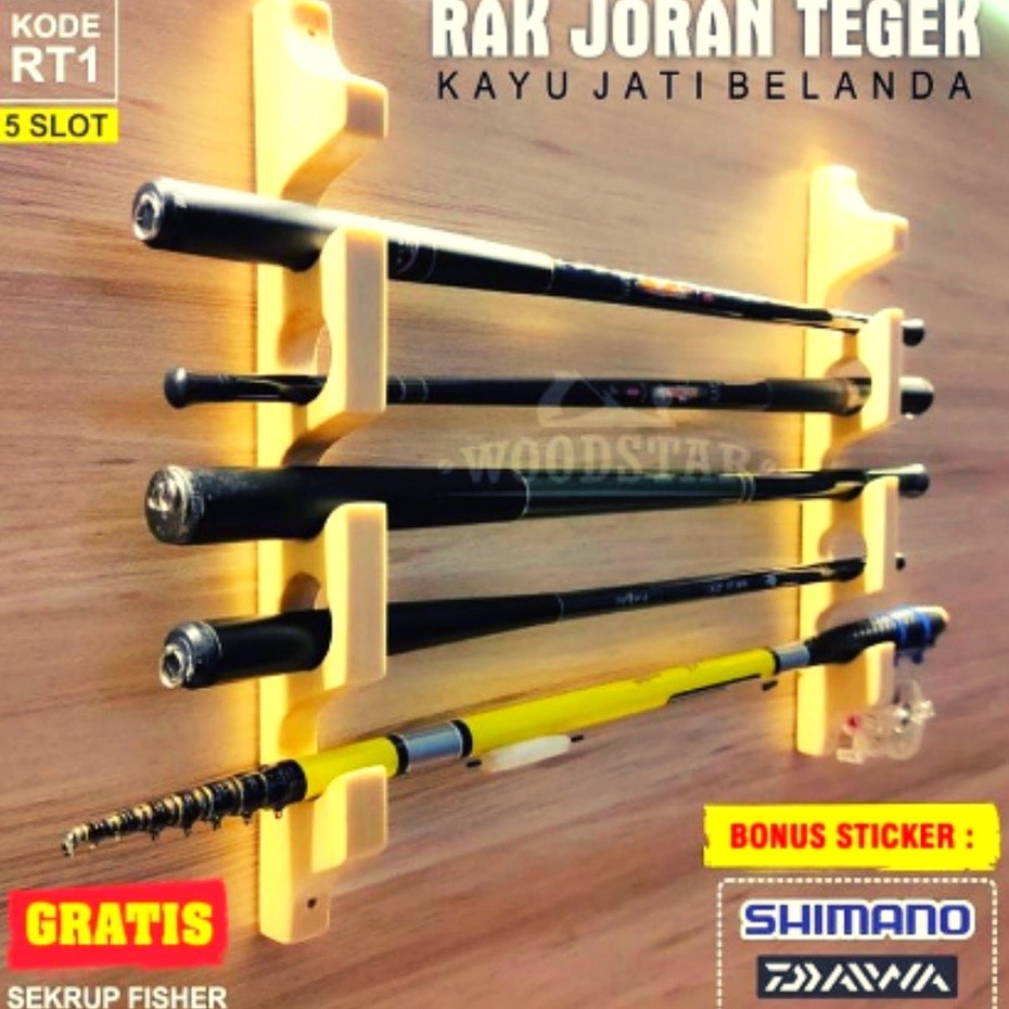 Rak Joran Kayu Tempat Joran Pancing Dinding Rak Joran Portable Djati Bhelanda Rak Joran Tempel LS33
