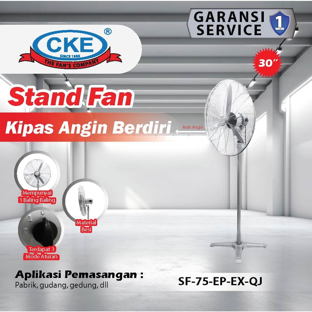 CKE Stand Fan 30 Inch Kipas Industri Berdiri untuk Gudang Pabrik Workshop 30"