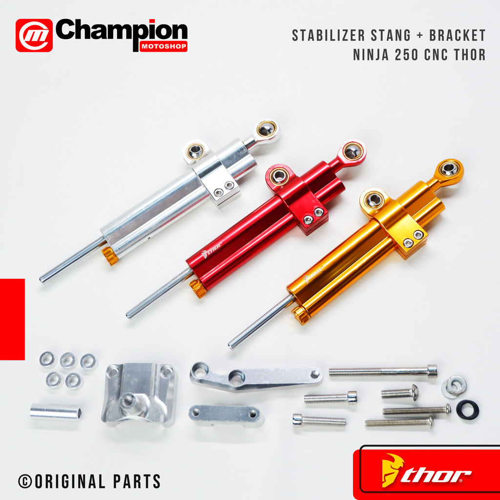 Stabilizer Stang Motor Plus Bracket Kawasaki Ninja 250 Fi Karbu Cnc Thor
